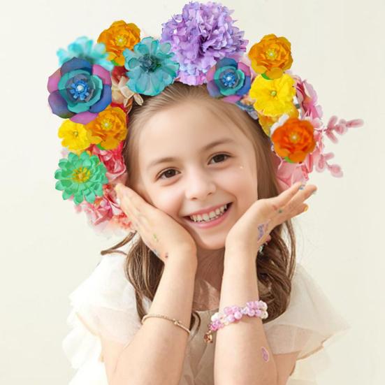 

1 Set DIY Flower Petal Art Kit Handcrafted Coloring Paper Flower Making Kit Toddlers Adults Educational DIY Colorful Flower Bouquet Crafts Set різнокольоровий