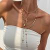 Bohemian Crystal Necklace Female Fringed Neck Chain Long Holiday Style Necklace Niche Jewelry