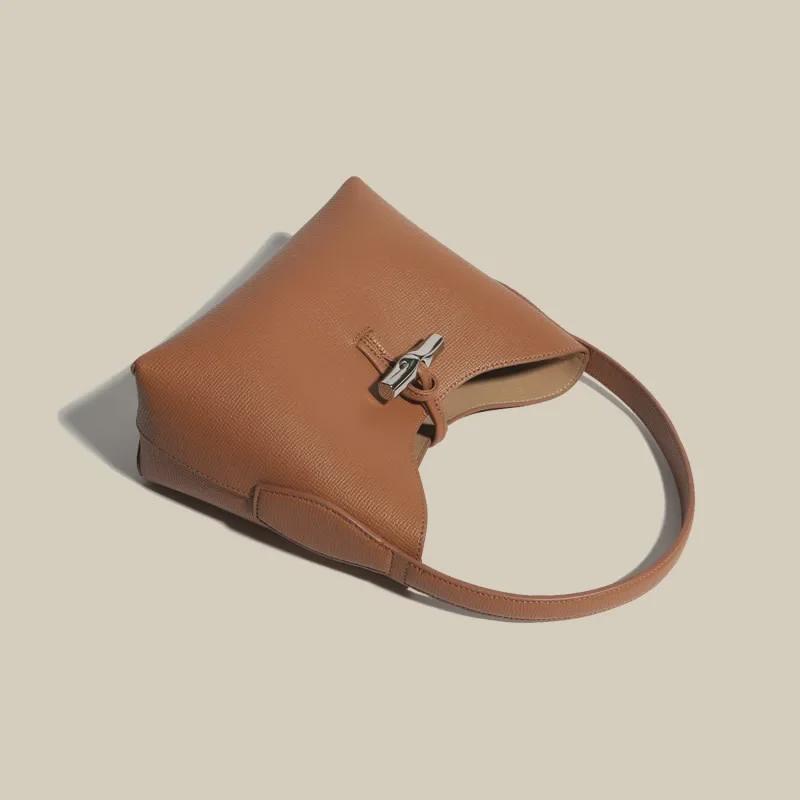 2024 Genuine Leather Bamboo Shoulder Bag: Spring/Summer High-End European & American Fashion