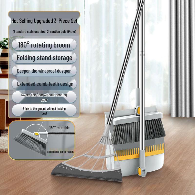Li Lin High-Quality Non-Stick Broom & Dustpan Set with Squeegee for Hair.