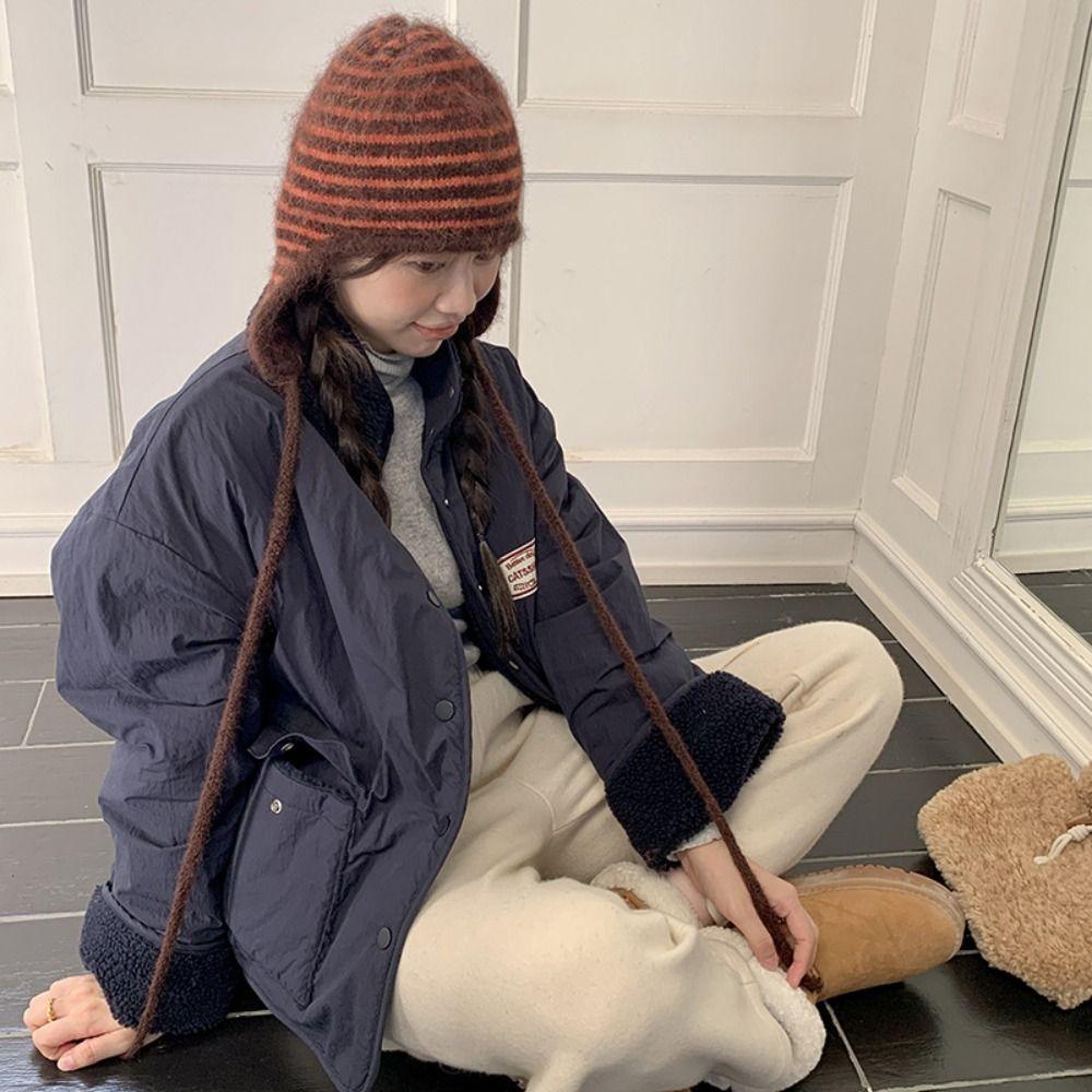 Cold-proof Knitted Hat Windproof Pullover Hat Fashion Warm Woolen Hat  Woman Girl