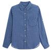 Blue Plaid Shirt Women's Long-sleeved Spring Clothes New Style Literary Plaid Top Temperament Retro Shirt