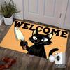 VIKAMA Black Cat Humorous Welcome Doormat – Non-Slip, Noise-Reducing Entryway Mat for Hallways, Bathrooms, and Home Decor