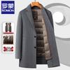 E Men's Mid-Length Wool Blend Overcoat with Down Liner
