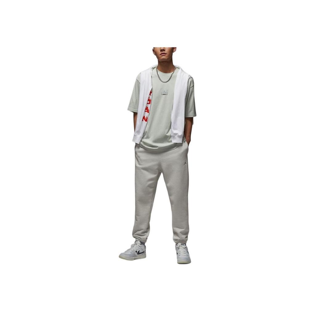 Jordan As M J Flt Ess Wsh 85 Crw Logo Solid Color Round Neck Drop Shoulder Short Sleeve T-Shirt Men T-Shirts HQ8939-034