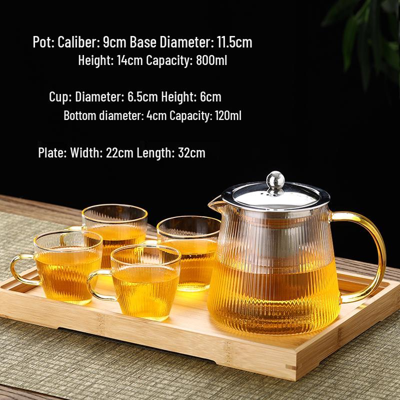 2026 Thickened Glass Teapot with Integrated Infuser – High-Temperature Resistant for Home Brewing