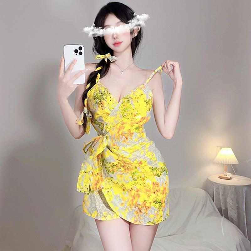 Yellow War Robe Sexy Women's Erotic Women's Underwear Tight Suspenders Passion Seduction Women's Midnight Charm Suit