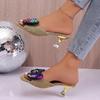 Plus Size Women's Shoes New Flip Slippers Sequin Bow High Heel Sandals