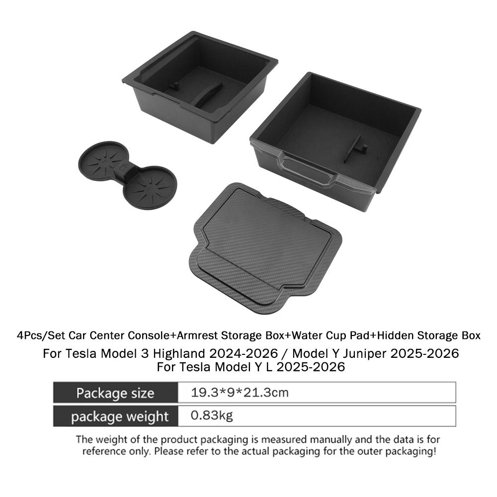 Storage Box Hidden Armrest Center Console Organizer Tray For Tesla Model 3 Highland/Y Juniper/ YL 2025-2026 Interior Accessories