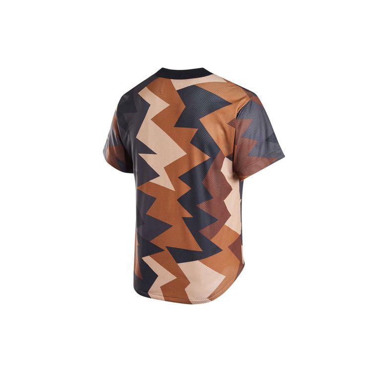 Jordan Retro American Geometric Pattern Print Color Block Mesh Breathable Sports Knit Top With Regular Shoulder Sleeves Men Tops Brown FB7339-133