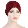 Turbante de algodón y lino para mujer, turbante trenzado para mujer, turbante musulmán, gorro químico, tocado indio