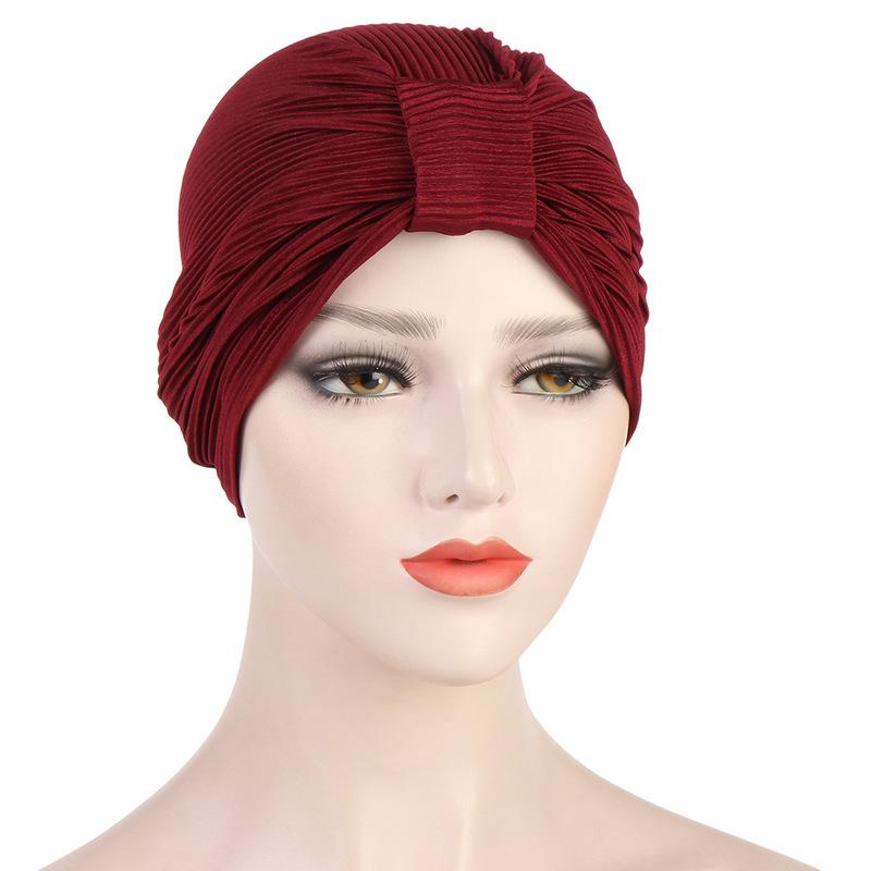 Turbante de algodón y lino para mujer, turbante trenzado para mujer, turbante musulmán, gorro químico, tocado indio