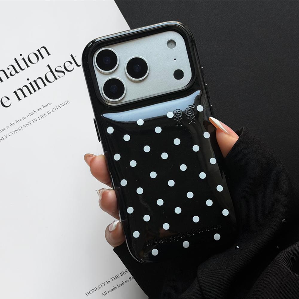 Candy Color PU Leather Puffer Polka Dots Phone Case For 16 17 Pro Max 17Pro 16Pro Shockproof Hard Protection Back Cover