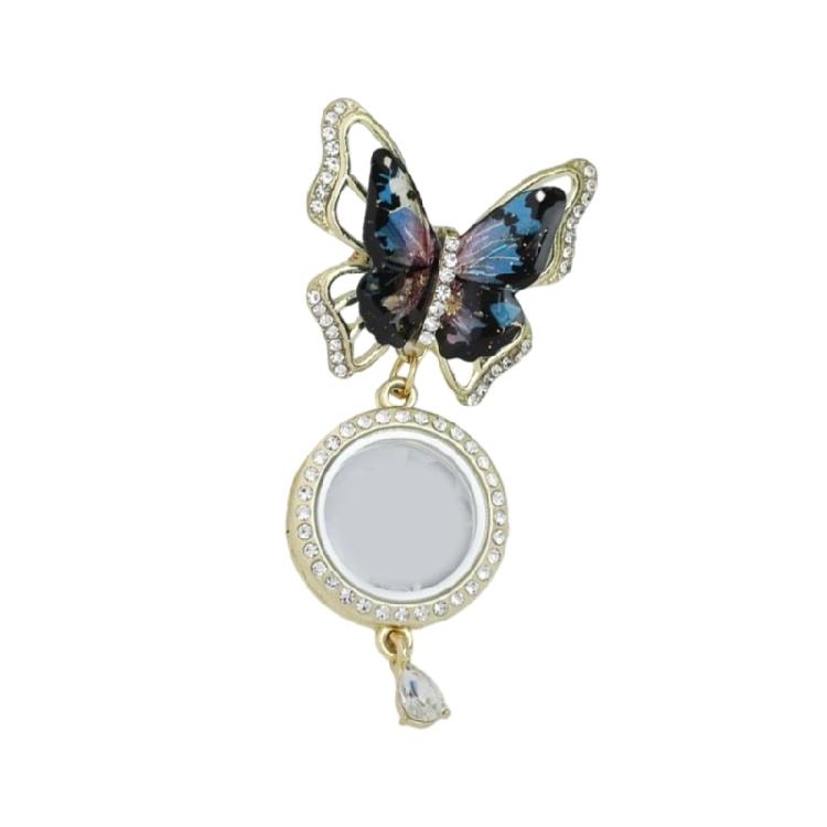 

Trendy Bowknot Shaped Badge Pin Brooch With Picture Frame And Glittering Rhinestones Handmade Jewelry Gift