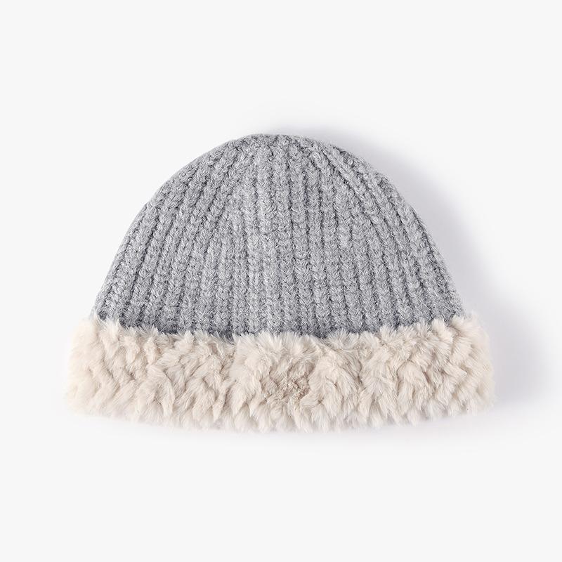 Winter Outdoor Leisure Warm Thickened Knitted Bucket Hat Women's Fashion Dome Show Face Small Wool Hat Cold