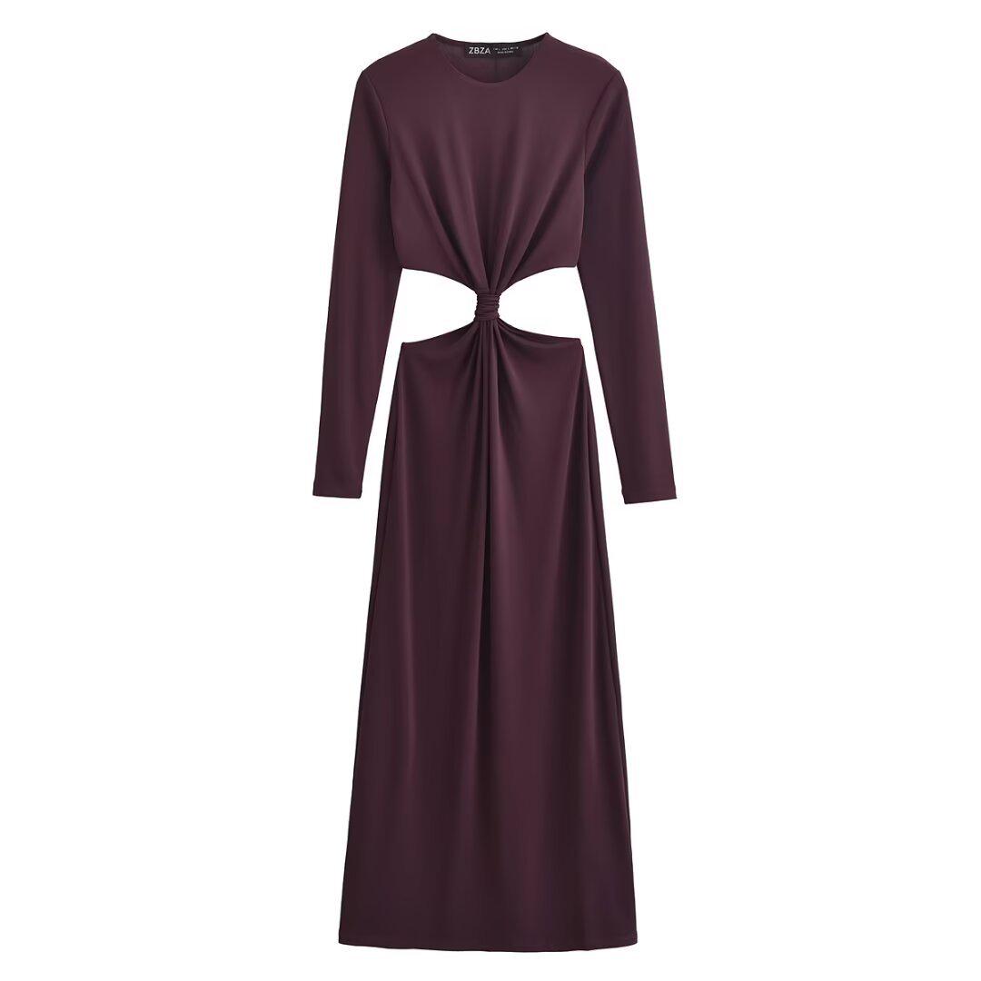 

2024 Autumn Women s European & American Style Simple Tie Open Design Dress Small