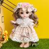16cm 112 Mädchen Prinzessinnenpuppe BJD Puppe mit Kleidung Schuhen Beweglich 13 Gelenke Süßes Süßes Gesicht Kindergeschenk DIY Verkleidungsspielzeug für Kinder