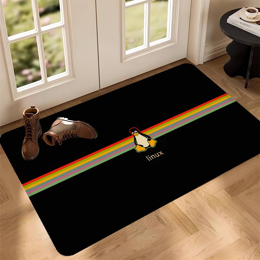 Linux Betriebssystem Tux Pinguin Anime Fußmatte Rechteckig Zuhause Weich Badezimmer Matte Eingangstür Innen Außen Matte Willkommen Fußmatte