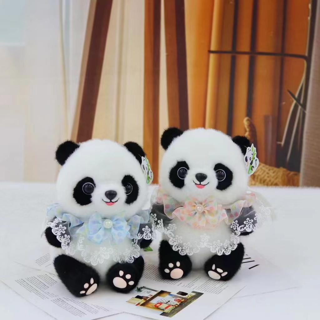 Cute Panda Doll Flower Plush Toy Giant Panda Doll Rag Doll Children's Birthday Gift Chengdu
