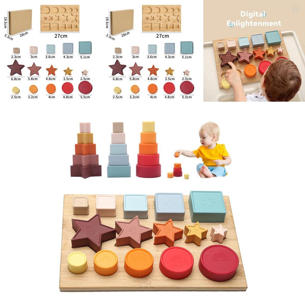 Baby Educational 3d Silicone Puzzle Blocks With Geometric Shapes For Infant Development