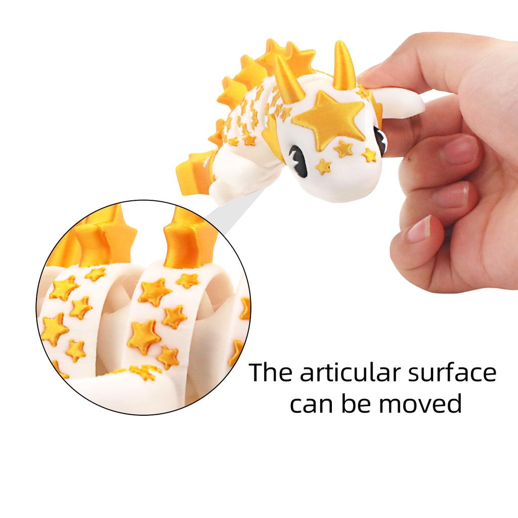 3D Printed Dragon With Stars, Creative Multi-Color Dragon Model, Joints Movable, Desktop Decoration