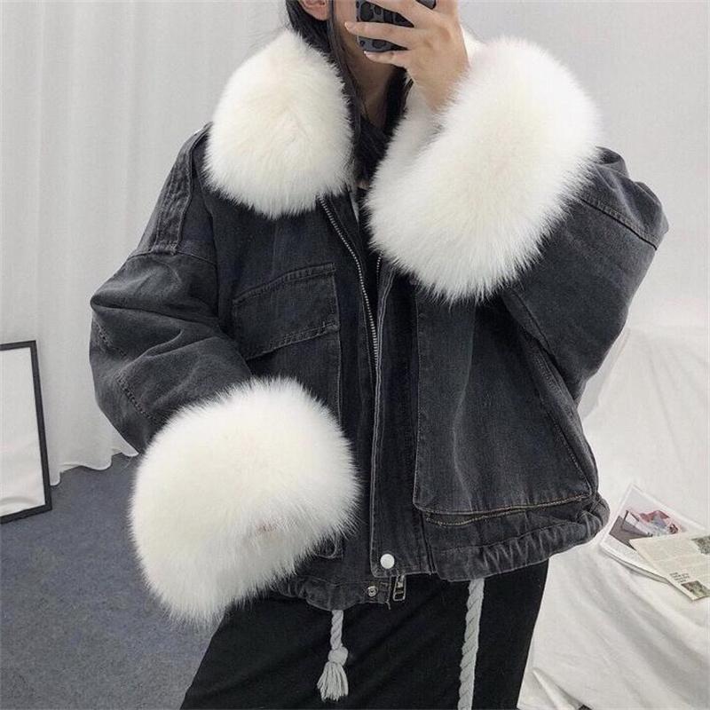 fur hooded denim jacket