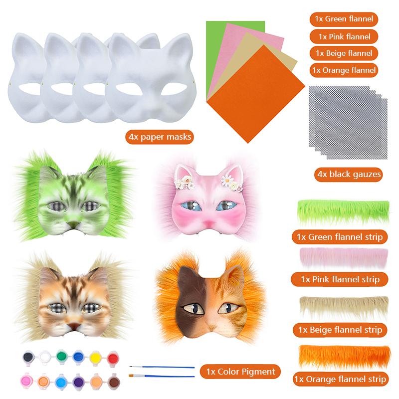 

17PC Hand Drawn Handmade Blank Mask Masquerade Animal Cat Fox Mask Party Multiple Options Available