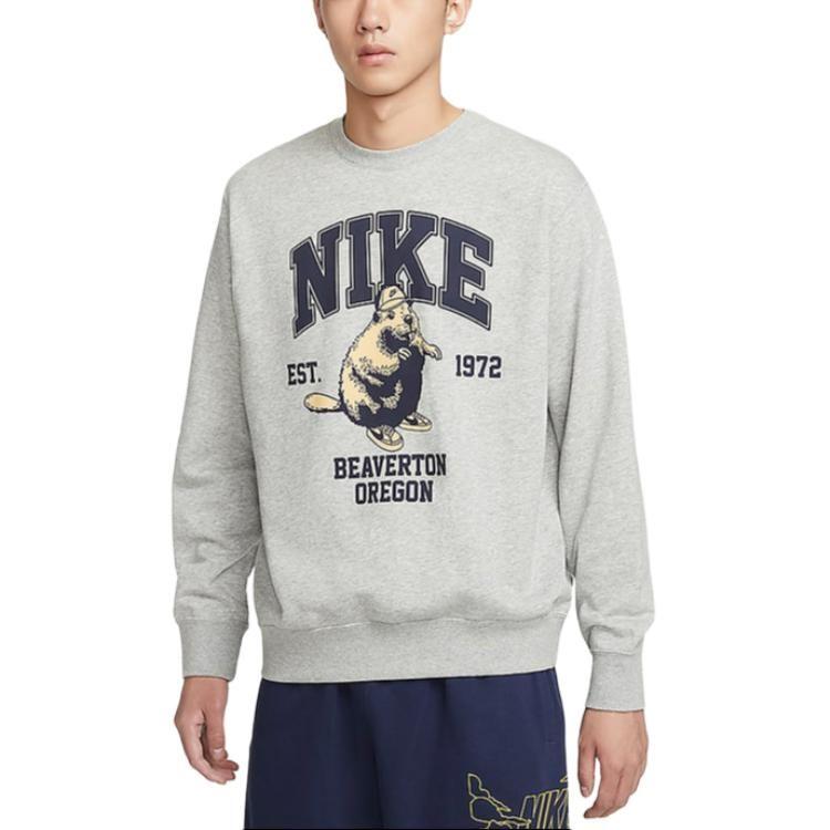 Nike Sweatshirts Men's Gray Crew Neck Moderate Regular HV1063-063
