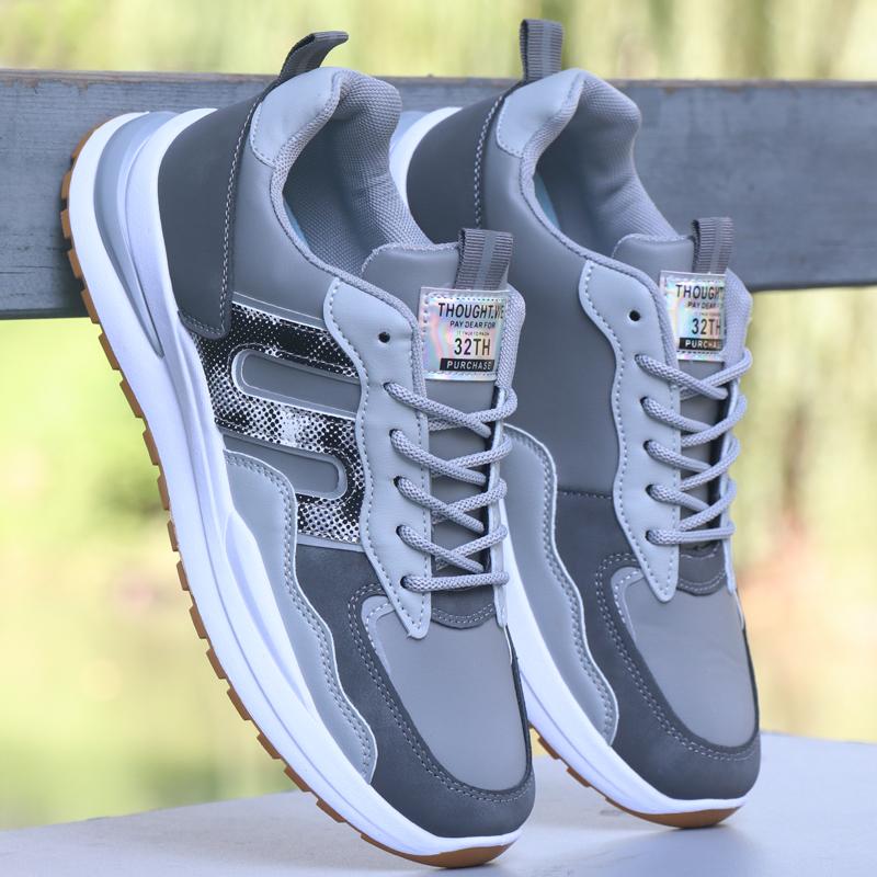 New Waterproof Leather Sneakers Trendy Shoes Lightweight Casual Shoes Soft Sole Non-slip Running Shoes