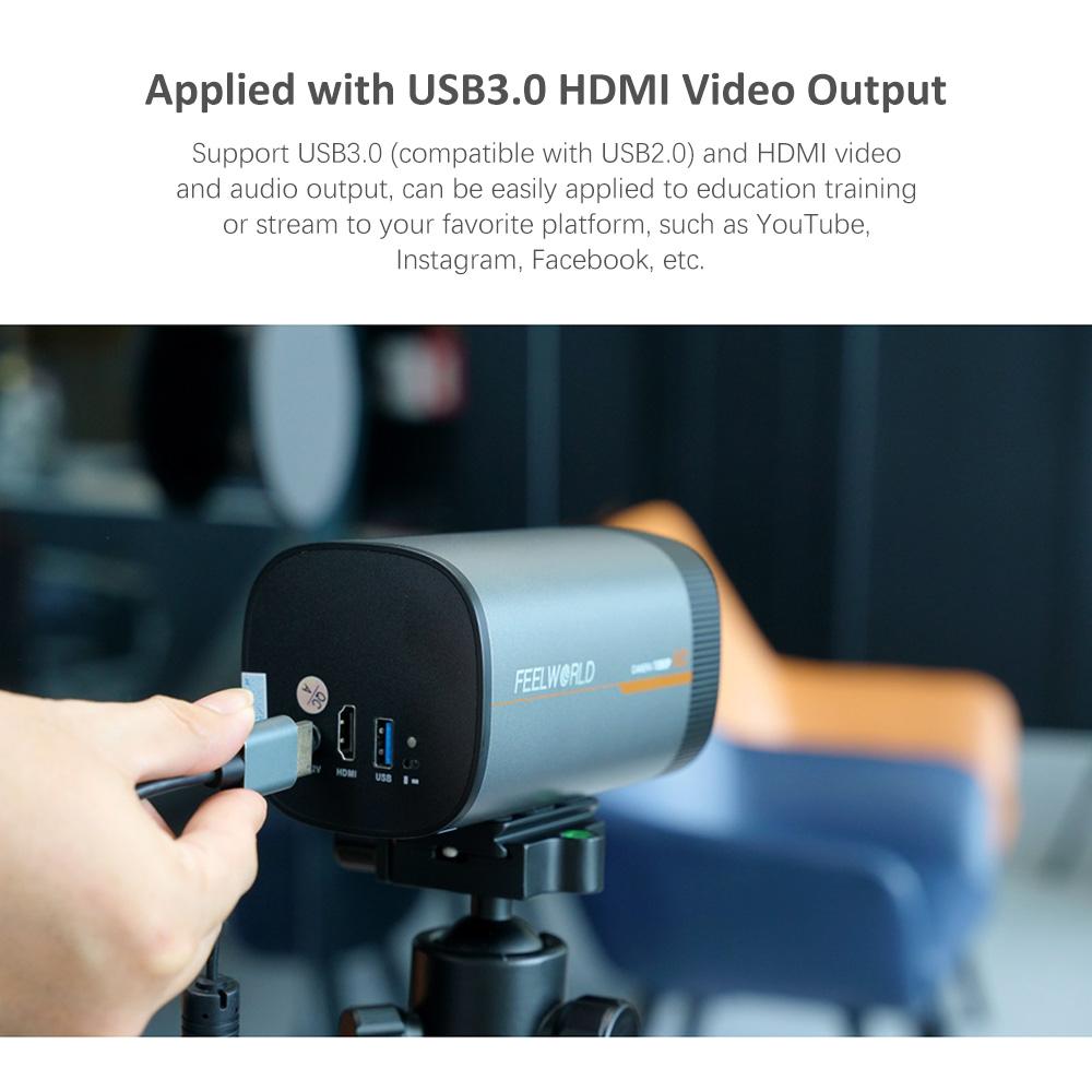 Caméra Live Professionnelle FEELWORLD HV10X - Full HD 1080p 60fps, Zoom Optique 10x, USB 3.0/HDMI