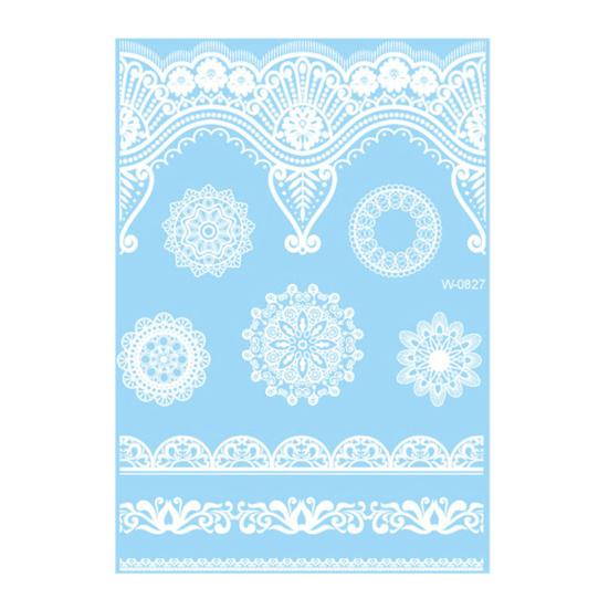 Baizihuahu White Lace Tattoo Sticker for Women, Temporary Face Body Arm, Waterproof Fake Decal Wedding Party Festival