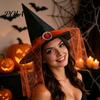 Lightweight Fabric Witch Hat Steeple Halloween Hat, with Lace Edge, Pointed Breathable Headwear, for Cosplay Party Costume Performance