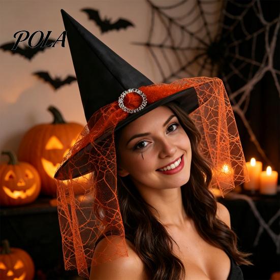 Lightweight Fabric Witch Hat Steeple Halloween Hat, with Lace Edge, Pointed Breathable Headwear, for Cosplay Party Costume Performance