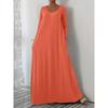 IHUASU Fashion Summer Spring Solid Color Print Long Sleeve  O-Neck Casual Dresses