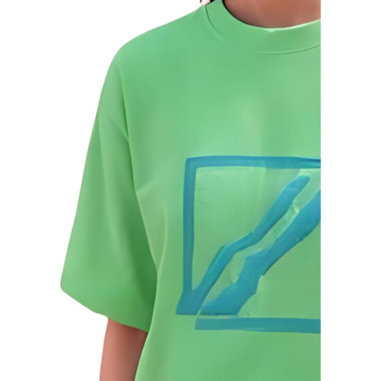 WE11DONE Sequin Square Logo Short Sleeve T-Shirt Women Tops Green WD-TT1-21-545-U