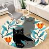 1pc Cat Floral Office Round Area Rug,  Mat Suitable For Office, Under Office Chairs Bedroom Living Room Home Decor, Room Deco