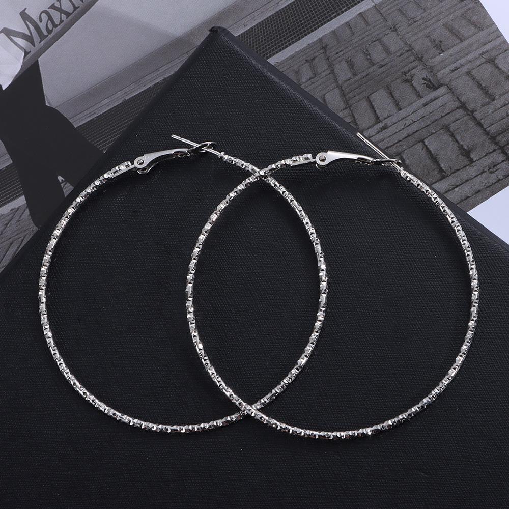 Simple Geometrical Gift Party Jewelry Hoop Earrings Shiny Print Big Circle Earrings