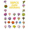 56 Flower-Themed Decorative Stickers Colorful Bouquet Flower Stickers Handbook Diary Beautify Wind Flower Stickers