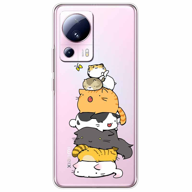 For Xiaomi 13 Lite 5G Case 13Lite Clear TPU Soft Lovely Cats Silicone Print Cover for Xiaomi Mi 13 Lite Transparent Xiaomi13Lite