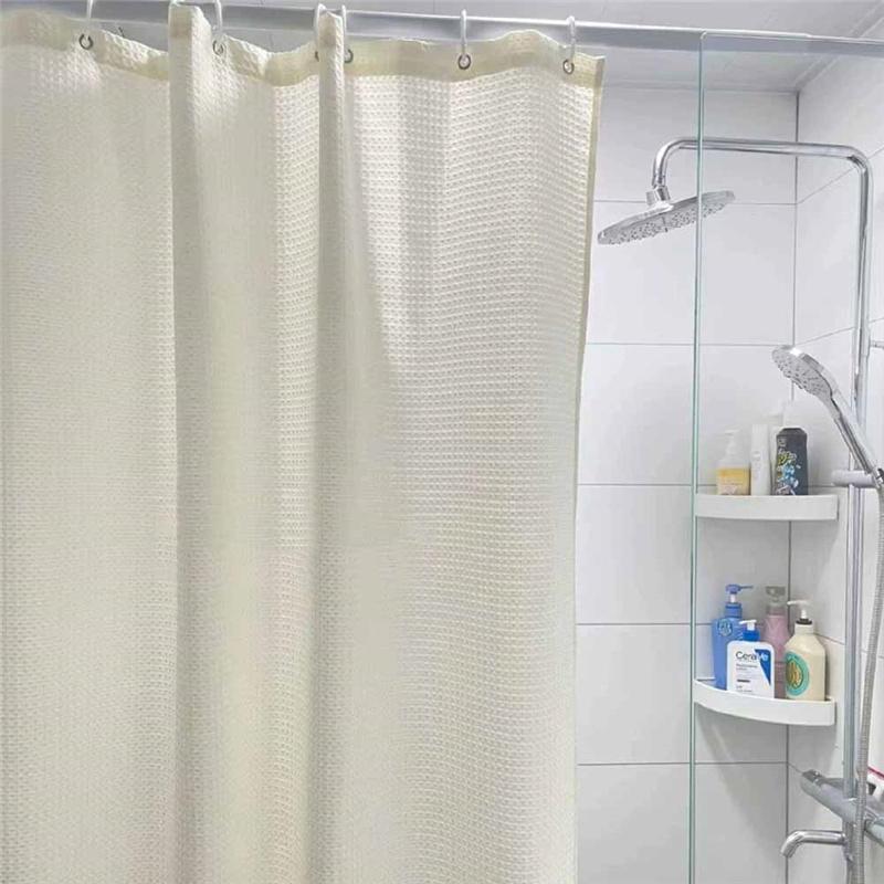 Thickened Jacquard Waffle Shower Curtain Pure Color Waterproof Bathroom Partition Easy Install Privacy Screen
