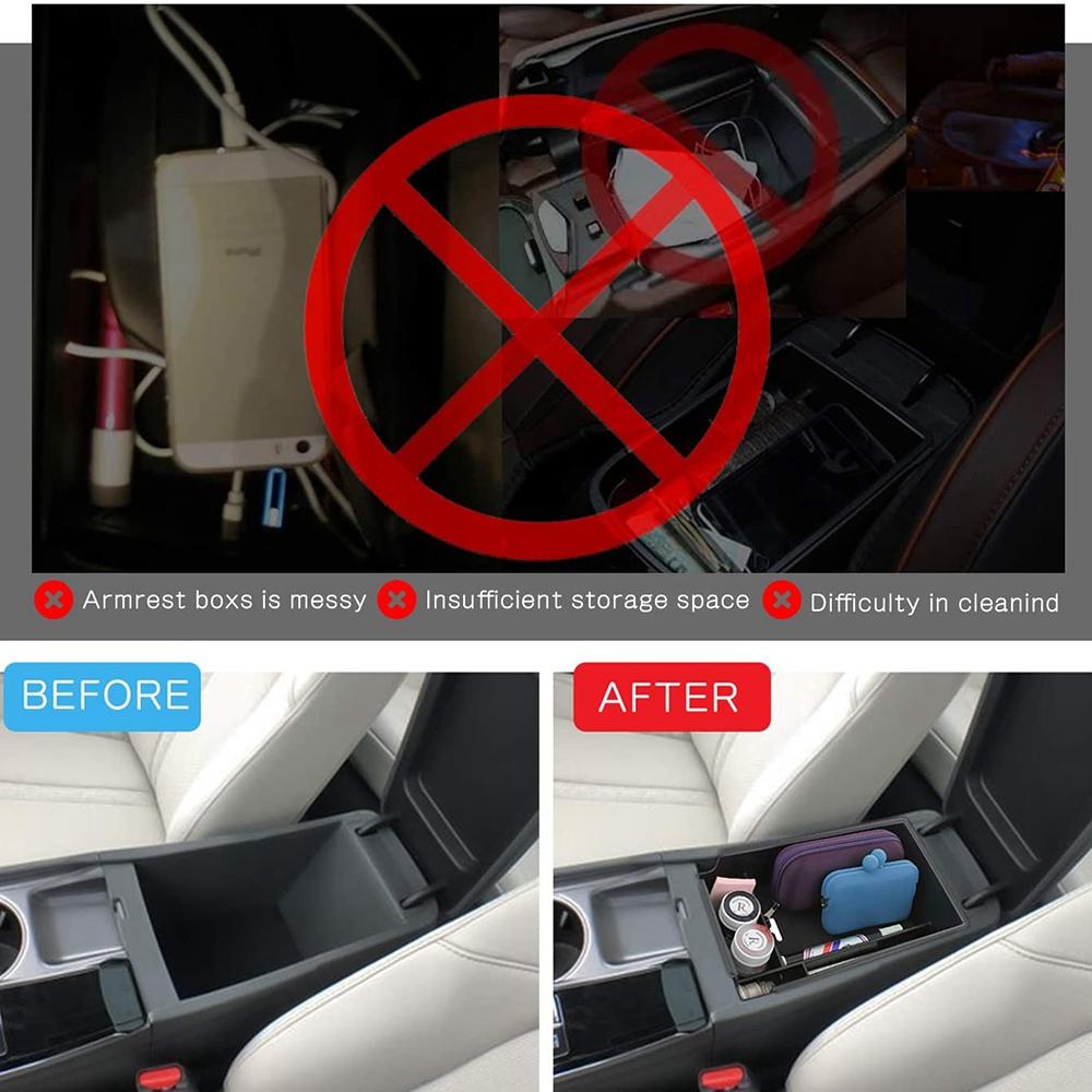 Center Console Organizer Tray Armrest Tray Secondary Storage ert Tray For Sonata DN8   Black+White Blackwhite