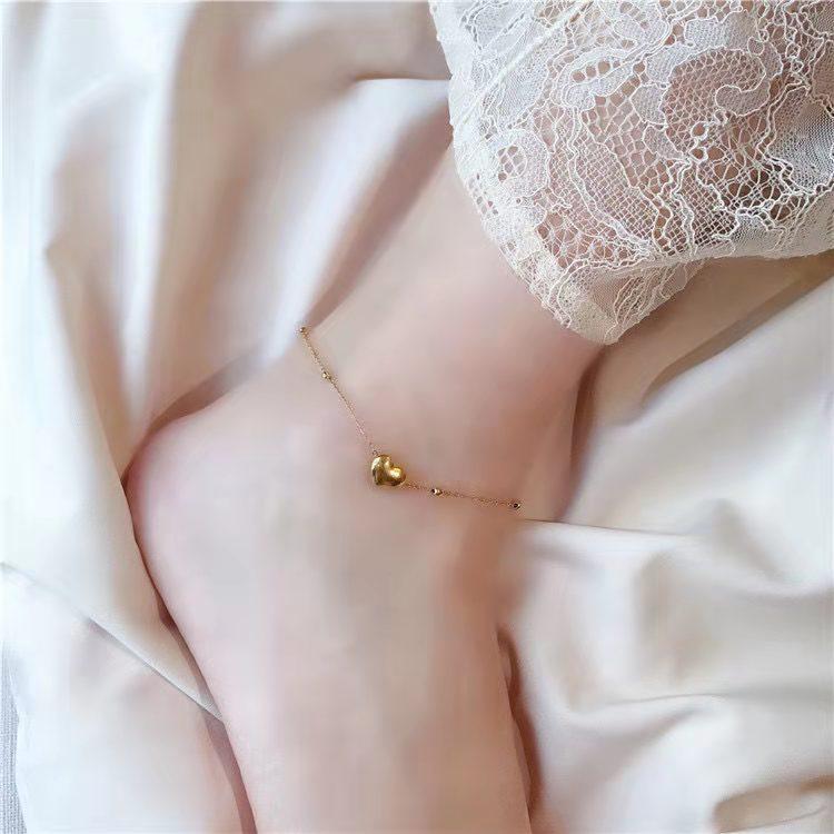2023 New Classic Heart-Shaped Gold color Stainless Steel Anklets For Woman Korean Fashion Beach Party Girl's Sexy Access
