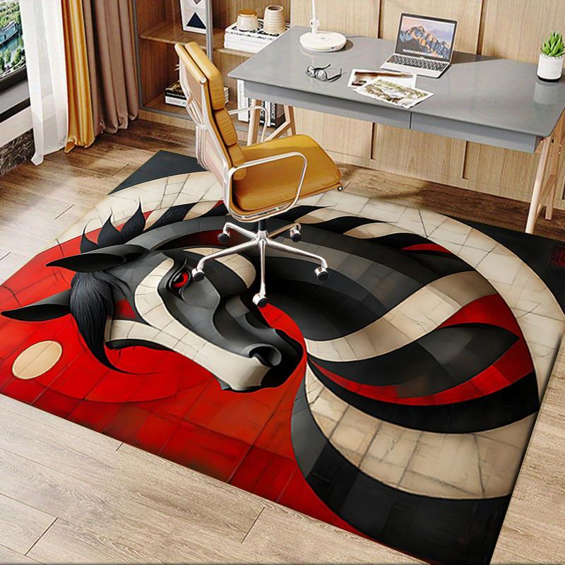 Black Horse Theme Office Carpet Chair Mat: Large Size, Home Decor Rug for Sofa and Floor, Perfect Gi