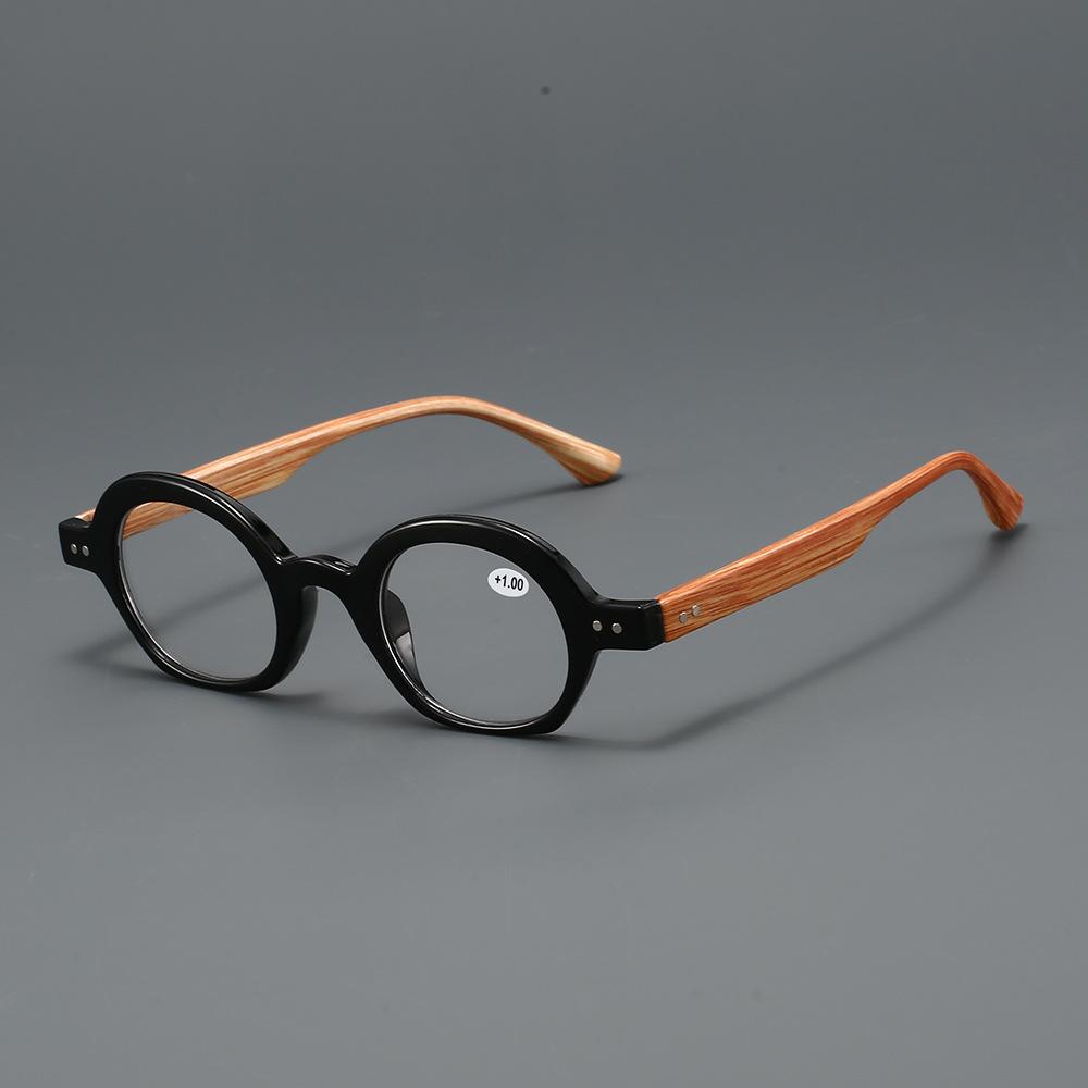 New Wood-Grain Pattern Pinpoint Presbyopia Glasses Small-Frame Oval Reading Glasses For Men And Women With Blue Light Protection