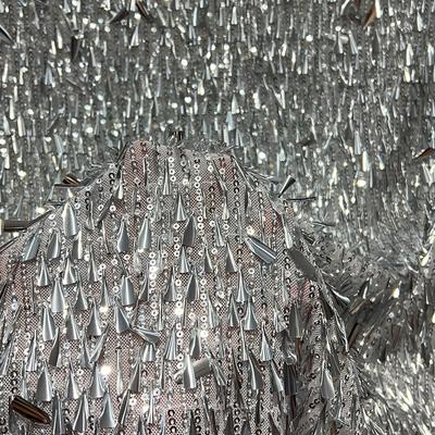 1 Yard Straight PET Sequined Embroidery Fabric Spring and Summer Dress Creative Stage Performance Clothing DIY Sewing Fabric