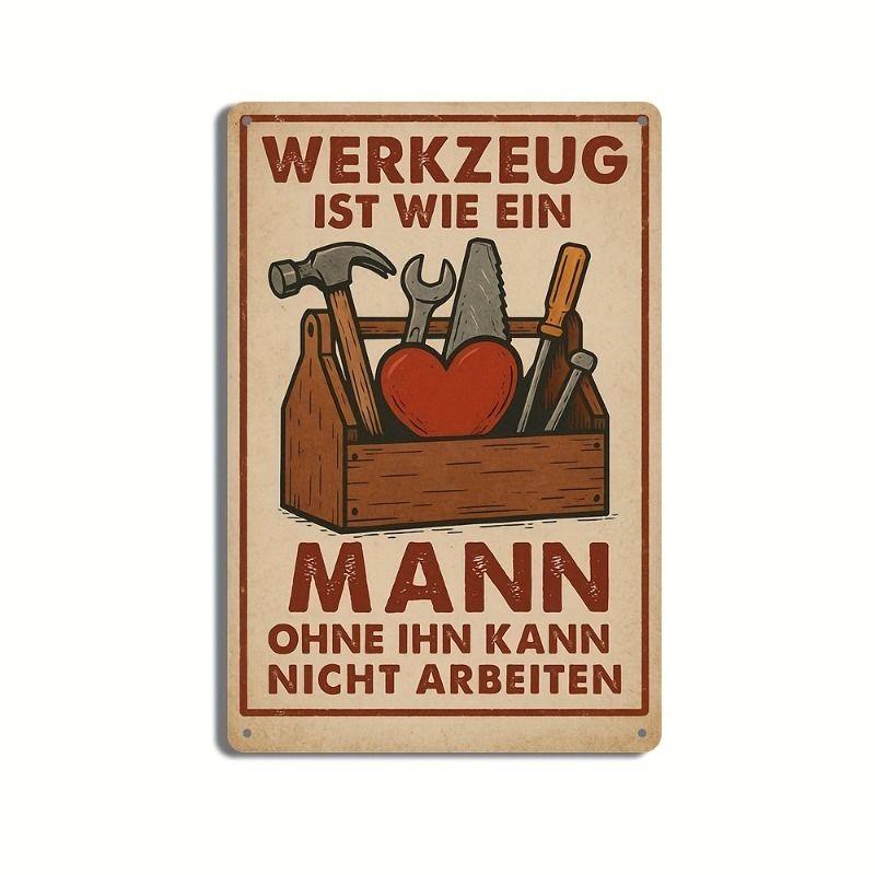 Vintage Garden Tools Metal Painting for Balcony Garage & Garden Decor