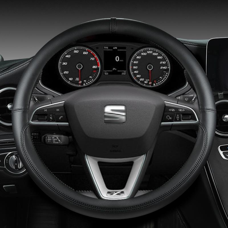 

Чехол на руль автомобиля из микрофибры, нескользящий, 38 см, для Seat Tarraco Arona Ateca Ibiza Toledo Mii Leon Arosa Exeo ST FR BLACK O SHAPE