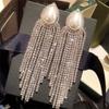 Super Flash Luxury Long Tassel Earrings Bridal Wedding Dress Banquet Dress Earrings Classy Sense