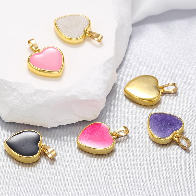 ZHUKOU Enamel Heart charms Women's Handmade DIY Jewelry Pendant Accessories Supplies Brass Jewelry materials VD1266