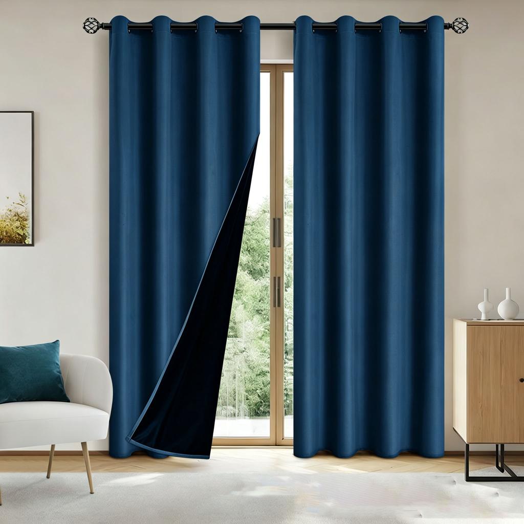 100% Blackout Curtains for Bedroom Living Room Thermal Insulated Grommet Window Drapes Privacy Protection Home Decor